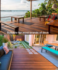 Beautiful backyard patios featuring hardwood deck flooring, demonstrating 400 Pack Heavy Duty Hidden Deck Fasteners For Composite Board Installation.