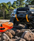 Heavy Duty Snatch Block Pulley For Off Road Recovery And Heavy Hauling, 33,000 LBS WLL, 66,000 LBS Breaking Strength, Change Direction To Gain Mechanical Advantage, Built Tough For Trucks, Tractors, ATVs And UTVs, Orange 1 Pack on recovery truck
