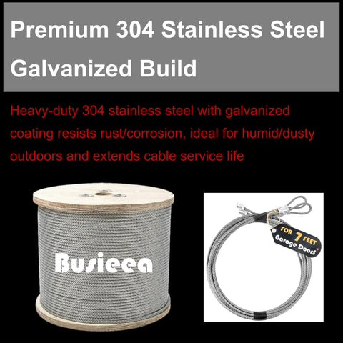 2 Pack 8.8 Ft Torsion Spring Garage Door Cable 1 Eighth Inch Diameter Heavy Duty 304 Stainless Steel Galvanized Spool