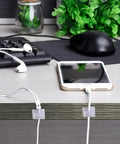 Adhesive Cable Clips 100 Pack Go To Cable Management Self Adhesive Wire Clips Cord Holders Small White For Car Outdoor Wall String Lights Desk Home Office Organization used on desk.