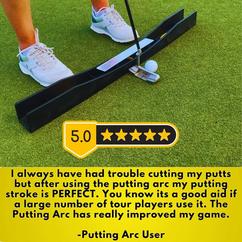 Golfer using MS3D Model Golf Putting Arc Training Aid For A Perfect Stroke And Lower Scores, Midnight Black Finish