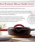 12 Inch Cast Iron Skillet With Lid, A Go-To Indoor Outdoor Frying Pan Set, Pre Seasoned, With Silicone Handle, Lid Holders depicted