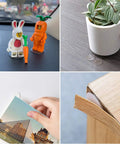 Clear 20mm Round Sticky Dots 560 Count Double Sided Adhesive Dots Reusable Water Resistant No Residue Transparent Craft And Office Fasteners For Photos Posters And Boards Great For Quick Easy Mounts And Sticky Like A Boss: clear dots holding photos, plant pot, and small figures