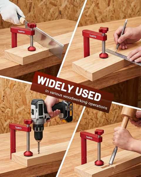 Beefed Up Heavy Duty Bench Dog Clamp Set Of Two With Adjustable Height And Extended Long Handle Aluminum Alloy Woodworking Clamps