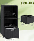 Rattan Outdoor Storage Cabinet With Towel Rack And Drawer, Dual Shelves For Pool Towels And Garden Tools, Weatherproof, Black