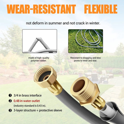 Detailed view of Heavy Duty Five Eighth Inch By 75 Foot Retractable Garden Hose Reel Wall Mount With 10 Pattern Nozzle showing brass interface.