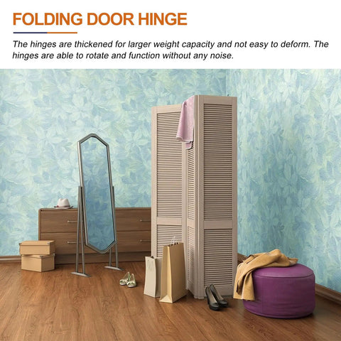 Heavy Duty Folding Door Hinge 13x60mm Invisible Wood Hinge installed in room with folding shutters