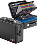 Opened Fireproof Document Box With Lock And Hard Shell Organizer For Home Office And Travel, showing compartments and accordion file