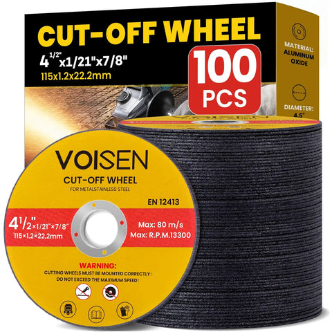 Four And A Half Inch Cut Off Wheel Set For Angle Grinders One Hundred Pcs Heavy Duty Fast Cutting Discs For Metal And Stainless Steel