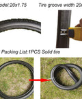 Solid Airless Bike Tire 20x1.75 No Pump Needed Inflation Free Puncture Proof Anti Slip on grass with rim clamp install