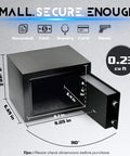 Image showing dimensions of Compact Hidden Safe Box For Money And Valuables With Keys And Digital Code, Portable Wall Safe.