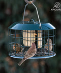 Squirrel Proof Suet Feeder For Outdoors Hanging All Metal Cage Bird Feeder With Double Suet Cake Capacity Tray And Weatherproof Green Finish
