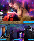 Talking Night Light Star Projector Galaxy Projector For Bedroom With Aliens Repeat Function 8 Color Sleep Light in use