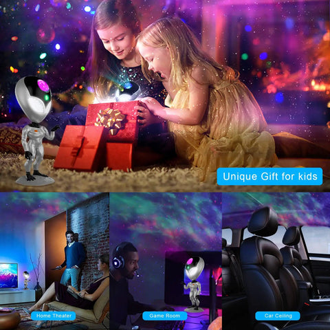 Talking Night Light Star Projector Galaxy Projector For Bedroom With Aliens Repeat Function 8 Color Sleep Light in use