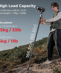 Photographer using Carbon Fiber Camera Monopod With One Touch Height Adjustment And 5kg Payload Ball Head 65.6 Inch Reach