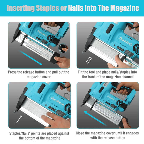 Inserting nails and staples into the magazine of the Kick Start Home Remodeling With This Built Tough 20V Cordless Brad Nailer.
