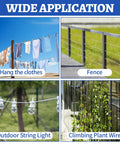 Wide application of one eighth inch wire rope kit with 200 feet vinyl coated stainless steel cable for various outdoor uses.