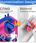 Electric Balloon Pump With Integrated Balloon Tying Tool comparison showing hand using knot tool vs traditional method