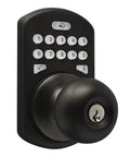 Titan Keyless Entry Door Lock with Backlit Keypad and Deadbolt, Smart Door Knob Handle, Antique Brass Finish, front view