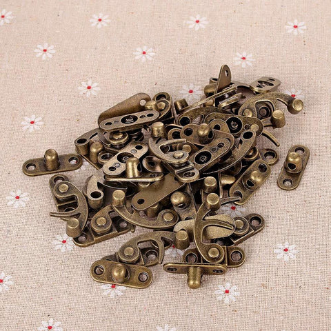 20 Pieces Jewelry Box Latches Set Thickened Solid Bronze Tone Antique Style Box Latch With Zinc Alloy Construction