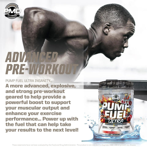 Man exercising beside Ultra Insanity Premium Pre Workout Powder For Explosive Muscle Pump Laser Focus Endurance And Recovery