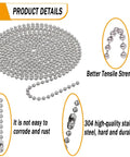 10 Beaded Ball Chain 4.5mm 16.4 Feet Spool with 8 Connector Clasps, 304 stainless steel, better tensile strength, corrosion-resistant