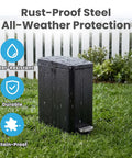 3 Gallon 12 Liter Dog Poop Trash Can With Lid And AbsorbX Odor Filter For Outdoor Use Rust Proof Matte Black Stainless Steel Pet Waste Bin