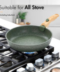 Detachable-Handle 10 Piece Camping Cookware Set Nonstick Induction Pots And Pans Green Granite on gas stove