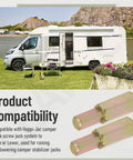 Two Piece Replacement Hex Drive Slick Upgrade For Happijac Camper Screw Jack Systems shown outdoors with RV, highlighting compatibility and use.