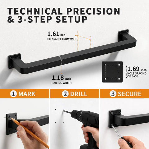 Rock Solid Black Wrought Iron Indoor Stair Handrail With Heavy Duty Square Tube Safety Railing And Sleek Matte Finish For Hallway Protection and installation guide