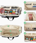 Interior of Nurse Tote Bag With Padded 15.6 Inch Laptop Sleeve For Work On The Job, Gray Nurse Shoulder Bag With Built In Pockets