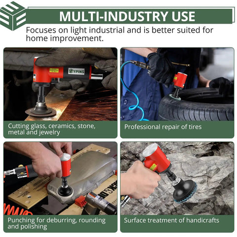 Upgraded Air Angle Grinder 90 Degree Right Angle Die Grinder At 20000 Rpm For Metal Stone Glass Polishing Deburring And Weld Repair With 28 Pc Heavy Duty Accessory Kit Hella Durable And Built Different in use for cutting and polishing.