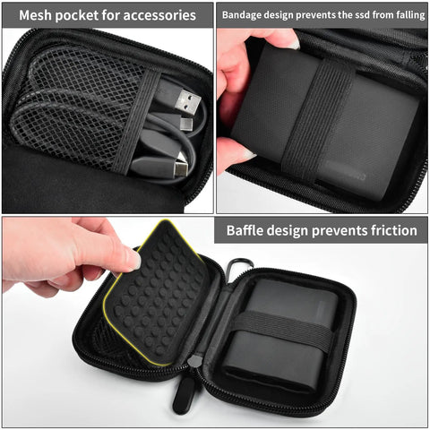 Go To Portable SSD Case For T9 T7 T7 Shield And T7 Touch 1TB 2TB 4TB External Drives Travel Box with mesh pocket