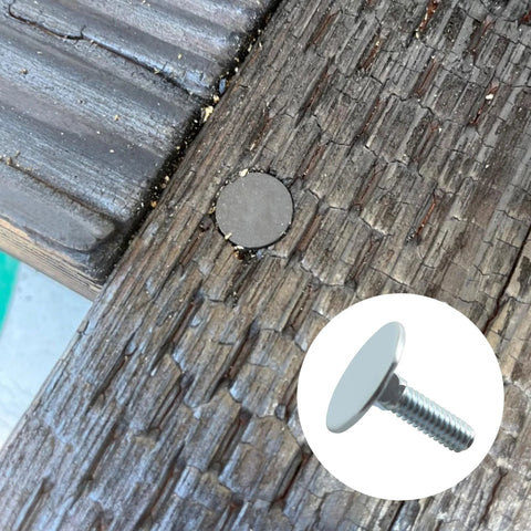 Top-down view of flat countersunk elevator bolts, 1/4-20 x 1, stainless steel or zinc plated, 20 pieces