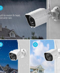 Outdoor Wireless Security Camera System 2 Pack 1080p Full HD Home Surveillance With Alexa And Google Assistant Compatibility Easy Plug In Setup Wall Mount Design For Wide Angle Viewing And Night Vision