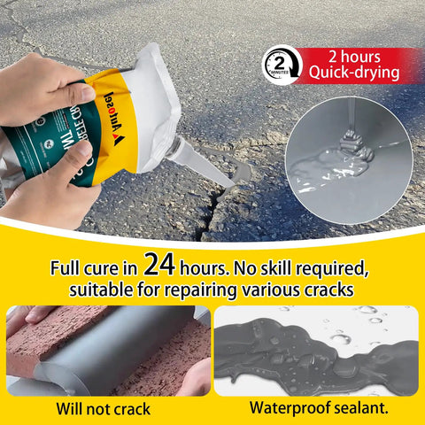 Heavy Duty Concrete Crack Filler And Cement Repair Paste With Self Leveling Formula being applied to fix driveway cracks.
