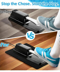 Comparative image showing piano pedal before and after using Non Slip Piano Sustain Pedal Mat For Digital Keyboard And Electric Piano.