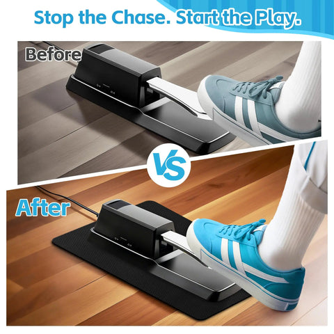 Comparative image showing piano pedal before and after using Non Slip Piano Sustain Pedal Mat For Digital Keyboard And Electric Piano.