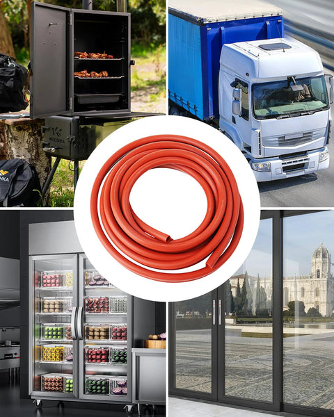 Zorqon silicone P-gasket seal coil, 13 ft, red, 7/8 in wide, 7/16 in thick for smoker doors