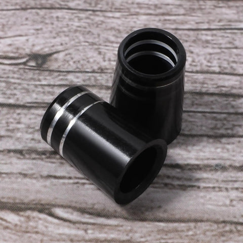 10 Pack.370 Golf Iron Ferrules With Double Silver Ring Black Finish For Taper Tip Shafts, durable ABS, on wooden surface.