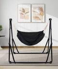 2 In 1 Hammock With Stand Portable Hammock And Swing Chair No Tools Assembly Carry Bag Indoor Outdoor Use Black Cozy Lounging