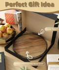 13 Inch Lazy Susan Turntable Made From Acacia Wood For Kitchen Cabinet And Tabletop Organization in gift box display.
