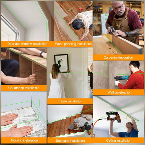 Laser Level With Tripod For Precise Tile Installation And Framing, Self Leveling 4x360 Green Beam, 4D Laser Level Kit With Dual 4000mAh Batteries, Great For Picture Hanging And Home Renovation DIY used for flooring, framing, ceiling installs