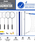 Portable Backyard Badminton Set With A 20 Foot Net And 4 Racquets For Adults And Kids Easy To Assemble Fun Outdoor Lawn Game