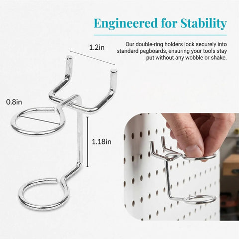5 Piece Pegboard Screwdriver Holder Set With Double Ring Tool Organizers for wall mount, showing design and installation.