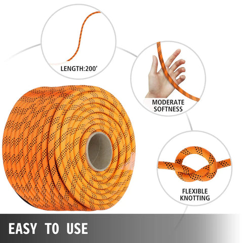 9/16 Inch Double Braid Polyester Rope 200 Ft Heavy Duty Pulling Line For Towing And Rigging 1100 Lbs Load Capacity, coil view