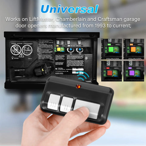 Universal Garage Door Remote 3 Pack For Openers 1993 To Present Works With 893LM 893MAX 971LM Rolling Code Frequencies