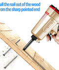 Pneumatic Nail Remover And Nail Puller For 9 To 16 Gauge Nails air-powered tool removing nails from wooden plank