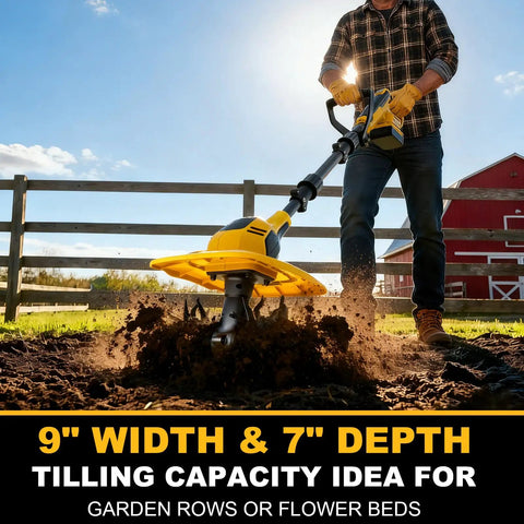 Cordless 20V Garden Tiller Cultivator For Backyard Projects With 9 Inch Tilling Width And 7 Inch Depth in action