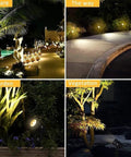 4 Pack Landscape Lighting Kit With Plug In Outdoor LED Spotlights Low Voltage 12V Transformer 3000K Warm White areas lit up